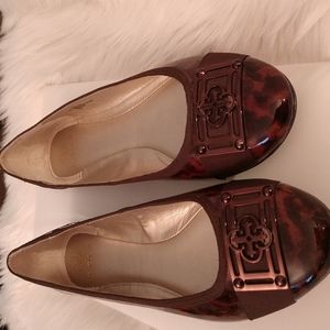 Leather Metallic Leopard Isola Flats sz 8